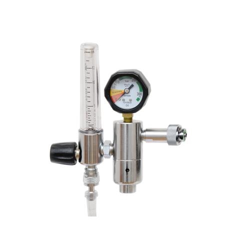 Pressure reducer DIN with flowmeter and humifier