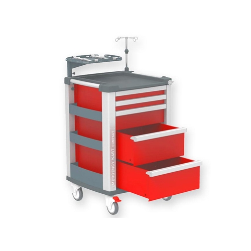 Emergency Compact Kart with 5 drawers - red