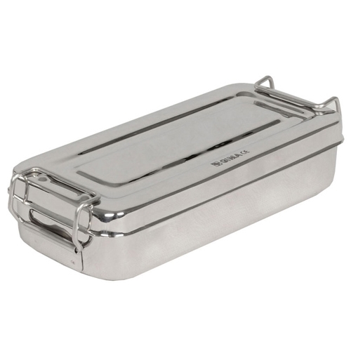 Stainless steel box with handles - 18 x 8 x h 4 cm