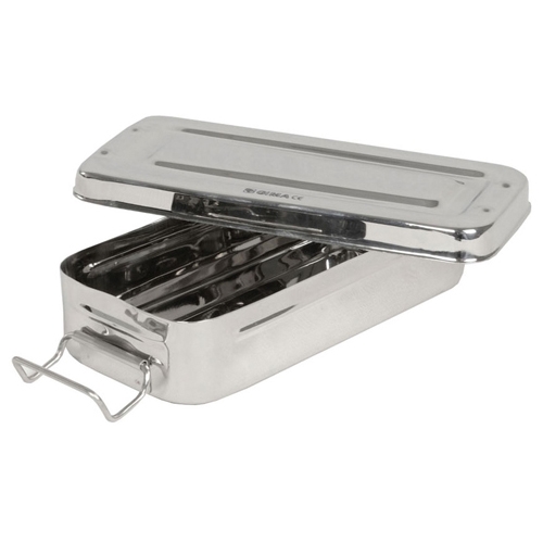 Stainless steel box with handles - 18 x 8 x h 4 cm