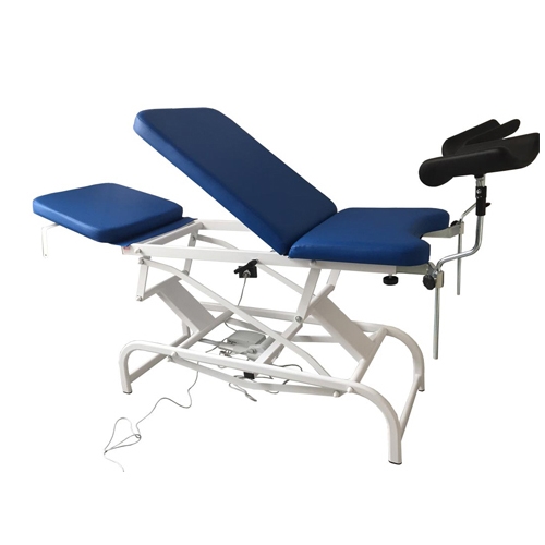 Height adjustable gynaecological bed - blue