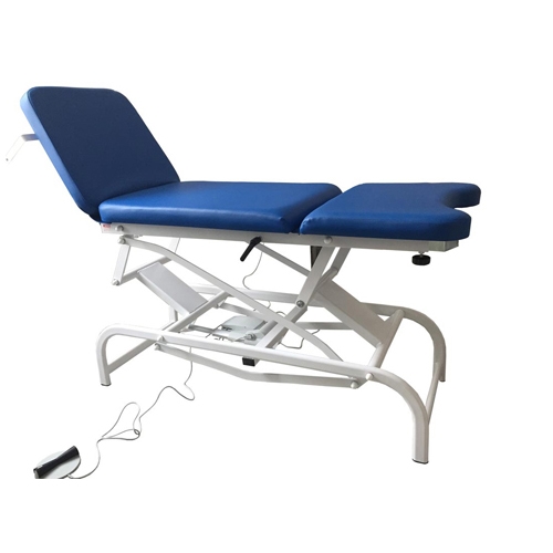 Height adjustable gynaecological bed - blue