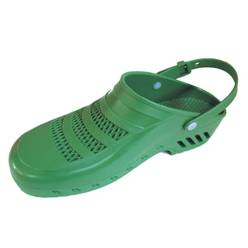 Green clogs with strap - With pores - 34