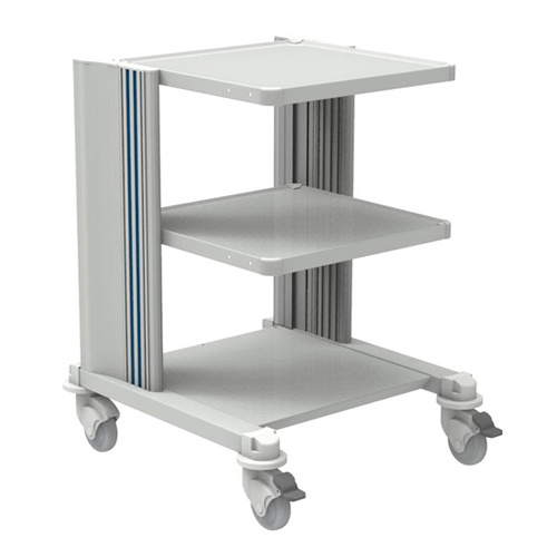 Professional cart with cable pipe - 2 shelves