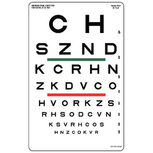 Optometric chart SLOAN - 23x35,5 cm / 6 m
