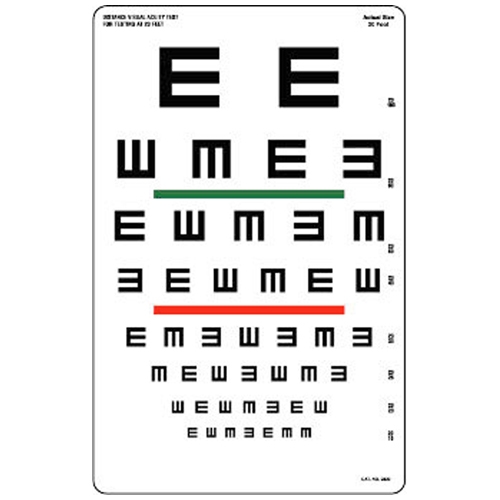 Optometric chart TUMBLING with letter 