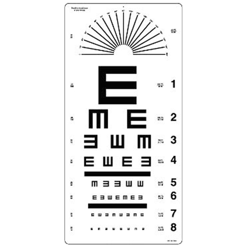 Optometric chart TUMBLING with letter “E“ - 28x56 cm / 6 m