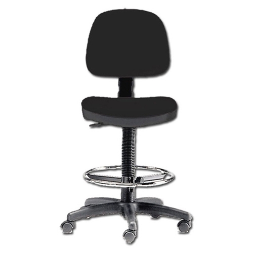 Stool with back - height adjustable - black