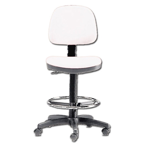 Stool with back - height adjustable - white