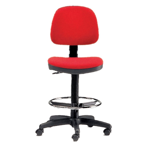 Stool with back - height adjustable - Red