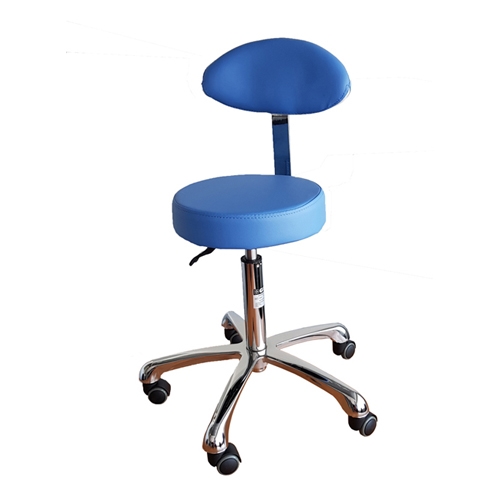 Height adjustable stool with back and castors Ø 33 cm - Blue