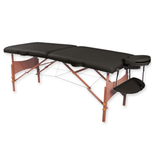 Two-section wooden massage table - black