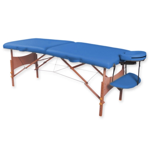 Two-section wooden massage table - blue