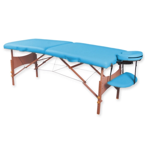 Two-section wooden massage table - turquoise