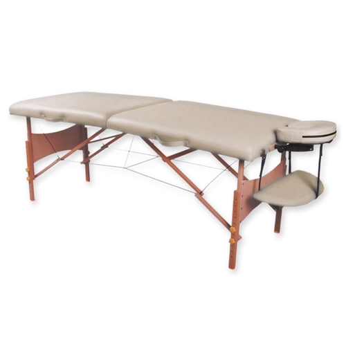 Two-section wooden massage table - cream