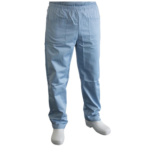Light blue cotton blend trousers - S