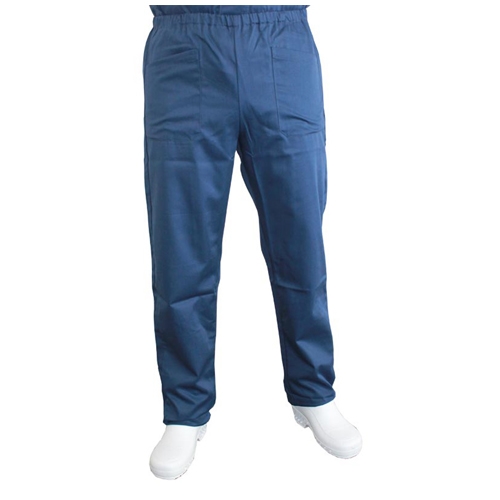 Blue cotton blend trousers - S