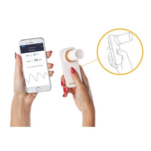 MIR Smart One Oxi® Peak flow personal spirometer with FEV1 and SpO2 - connectable to smartphones and tablets