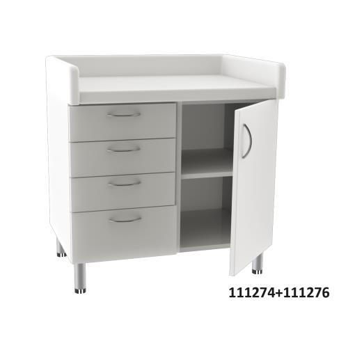 Double base unit with 4 drawers and 1 door - white